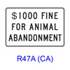$___ FINE FOR ANIMAL ABANDONMENT R47A(CA)