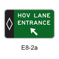 Preferential Lane Entrance Direction (post-mounted) [HOV symbol] E8-2a