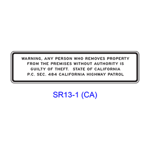 Theft CHP [plaque] SR13-1(CA)