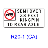 No Trucks Variable Message [symbol] R20-1(CA)