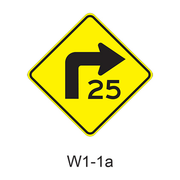 Comb Horiz Alignment/Advisory Speed W1-1a