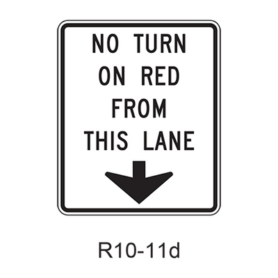 NO TURN ON RED FROM THIS LANE R10-11d