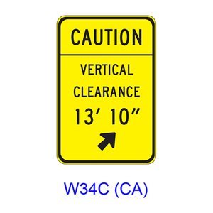 CAUTION VERTICAL CLEARANCE __' __" Arrow W34C(CA)