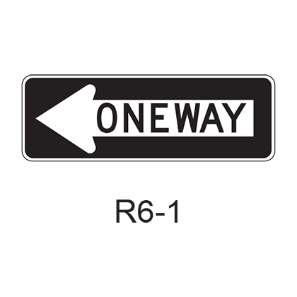 ONE WAY [white arrow w/ black legend & bkgrnd] R6-1