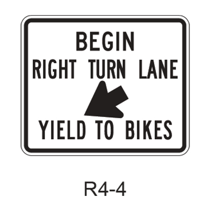 BEGIN RIGHT TURN LANE YIELD TO BIKES R4-4