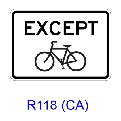 EXCEPT Bicycle [plaque/symbol] R118(CA)