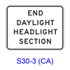 END DAYLIGHT HEADLIGHT SECTION S30-3(CA)