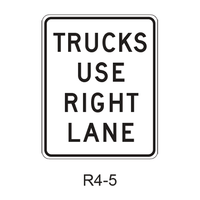 TRUCKS USE RIGHT LANE R4-5