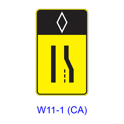 HOV Lane Reduction W11-1(CA)